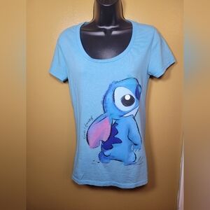 Disney 100% Cotton Lilo and Stitch Sitting Casual T-shirt Sz M